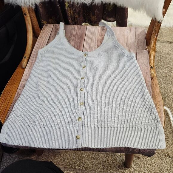 Abercrombie and Fitch blue button front ribbed knit tank Sz XS - Picture 7 of 7